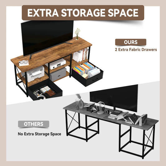 55“ TV Stand with Fabric Drawers-Black