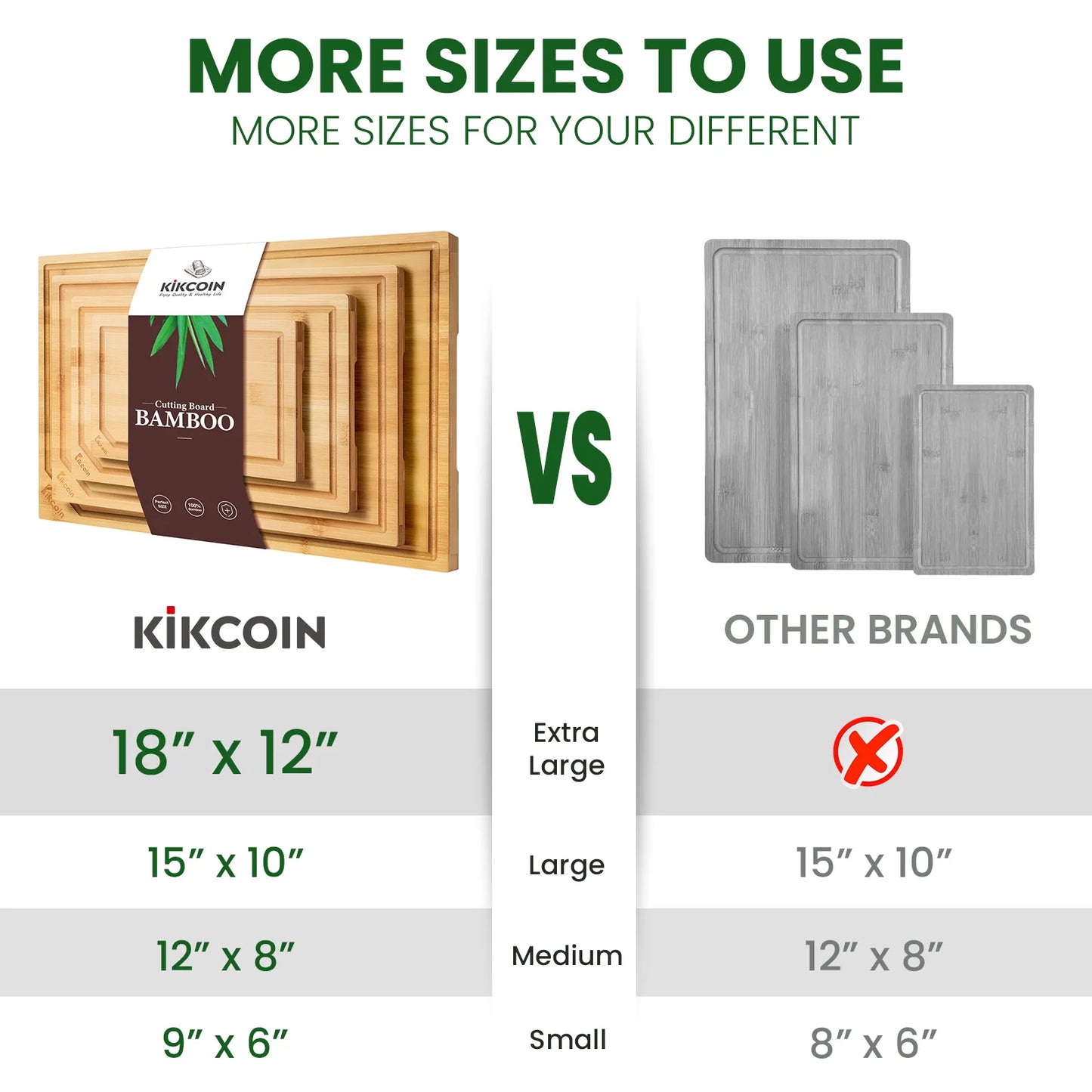 4-piece extra large heavy duty bamboo kitchen cutting board set with juice groove, inner handle design.