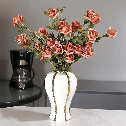 Ceramic Gold Trim Decorative Flower Vase