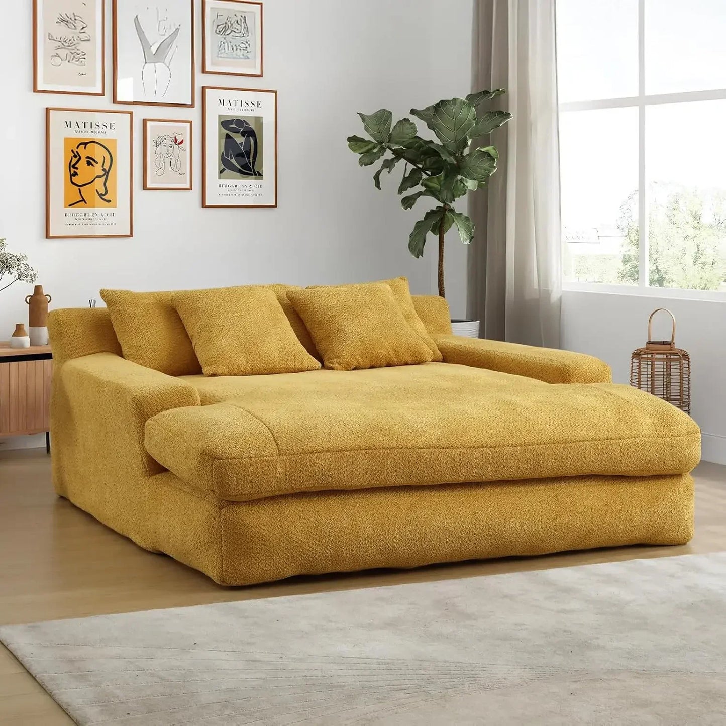 66.93" W Oversized Cozy Loveseat Cozy Chaise Lounge with 5 Pillows