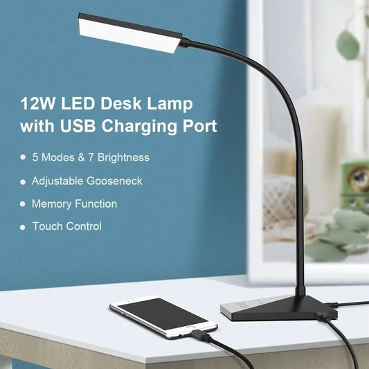 12w 72 LED Flexible Desk Touch Lamps with Dimmable Led Light