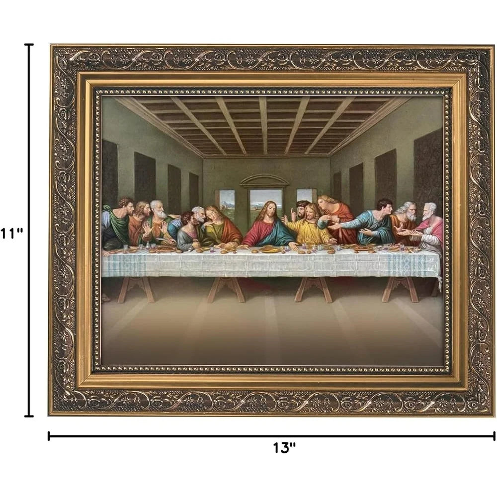 13x11 Inch Wall Art Ornate Gold Frame Inspirational Last Supper Artwork
