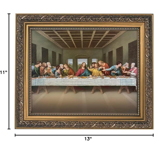 13x11 Inch Wall Art Ornate Gold Frame Inspirational Last Supper Artwork