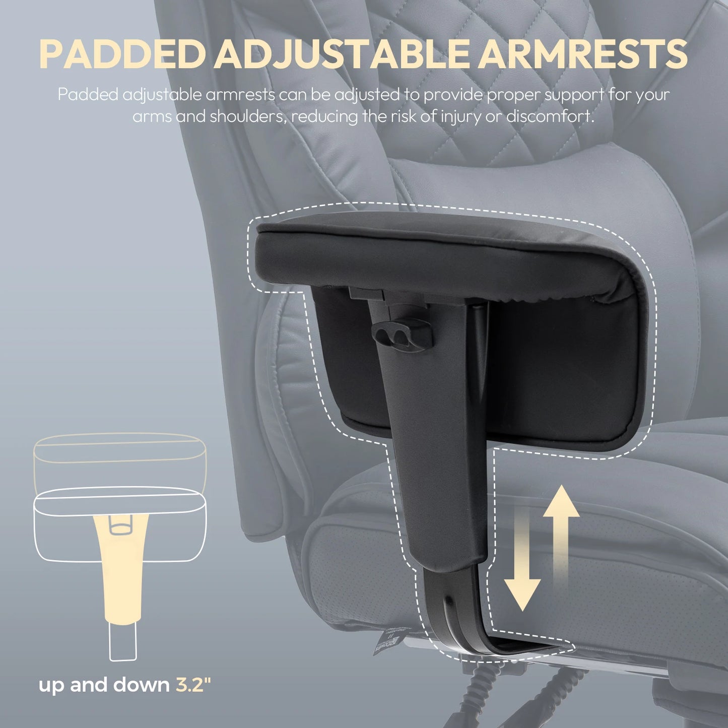 Big and Tall Office Chair with Pocket Spring Cushion and High Back Lumbar Support with Armrests