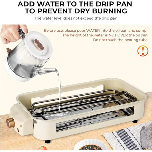 2 n 1 Non Stick Electric Smokeless Indoor Grill, Removable Plate, Temperature Control with Raclette Pans