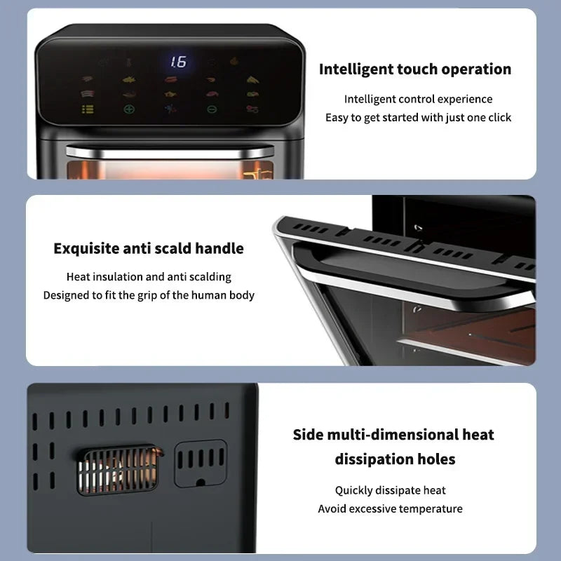 12L Electric Large Capacity Air Fryer Without Oil, 360°Baking Viewable Window