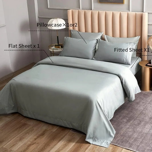 Breathable Bedding Sheets & Pillowcases, Soft 4 Piece Queen Light Gray