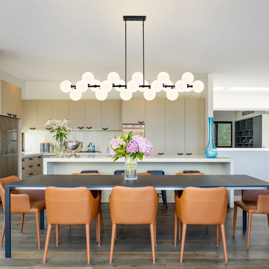 70.8in Bubble Glass 21-Lights Chandelier, Height Adjustable