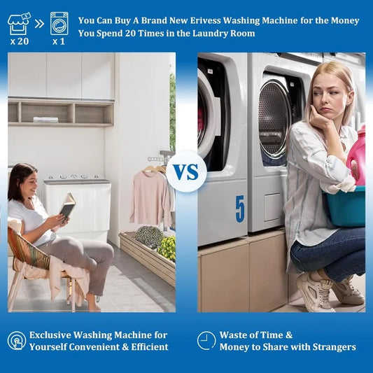 Portable 22 lbs Twin Tub Compact Washing Machine with Drying Rack, and 9 lbs Spinner