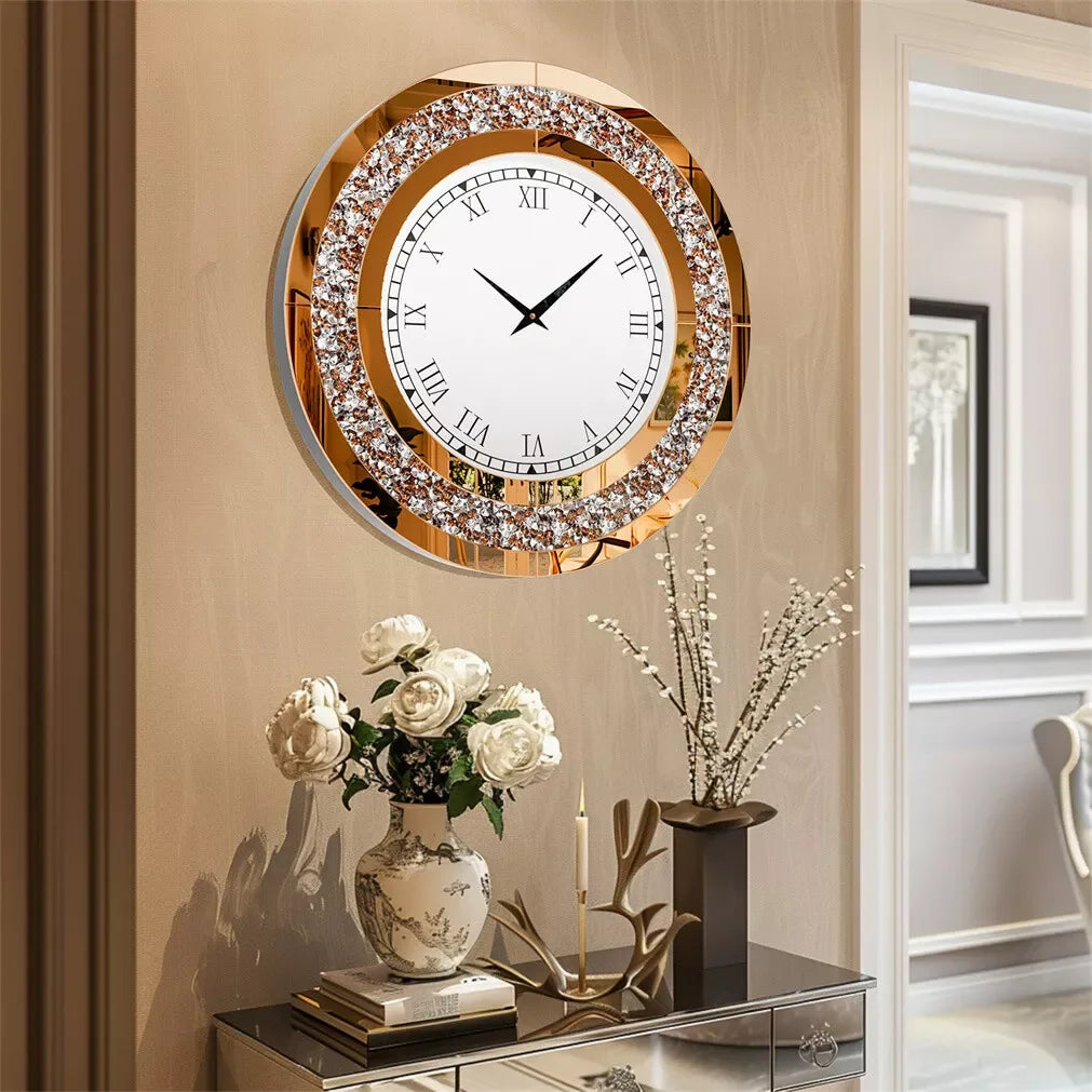 32inch Modern 3D Large Tawny, Tinted Wall Clock with Roman Numerals