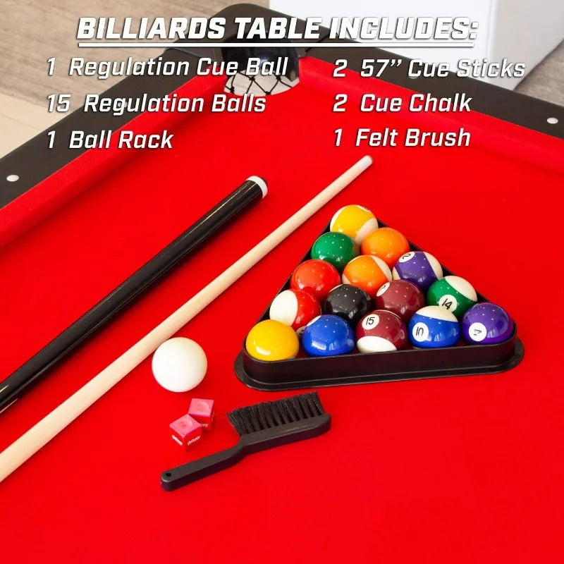 GoSports 6, 7, or 8 ft Billiards Table - Portable Pool Table - Includes Full Set of Balls, 2 Cue Sticks, Chalk and Felt Brush