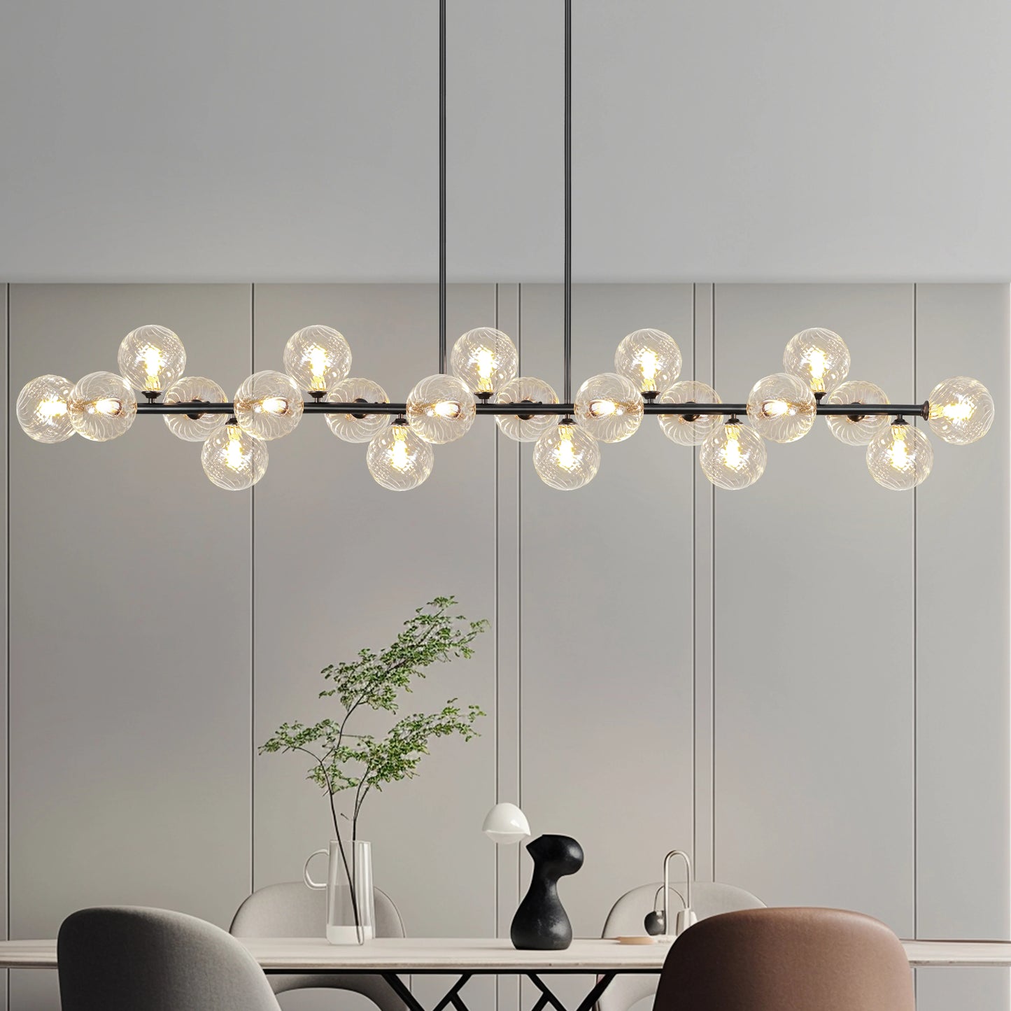 70.8in Bubble Glass 21-Lights Chandelier, Height Adjustable