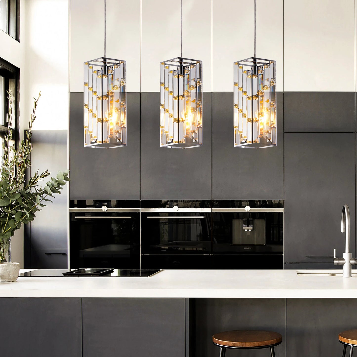 12 Inch Silver Crystal Chandelier Height Adjustable , Decor (3PACK)