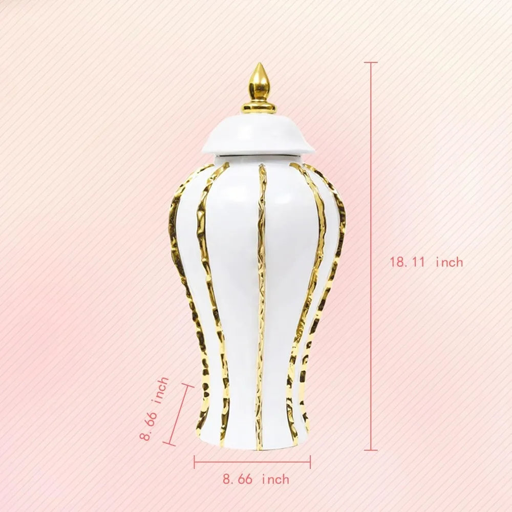 Ceramic Gold Trim Decorative Flower Vase