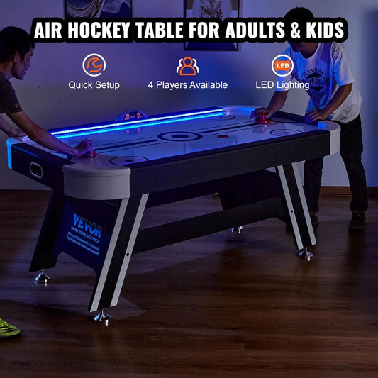 Air-Powered Hockey Table, 72" Indoor Hockey Table, LED Sports Hockey Game with 2 Pucks
