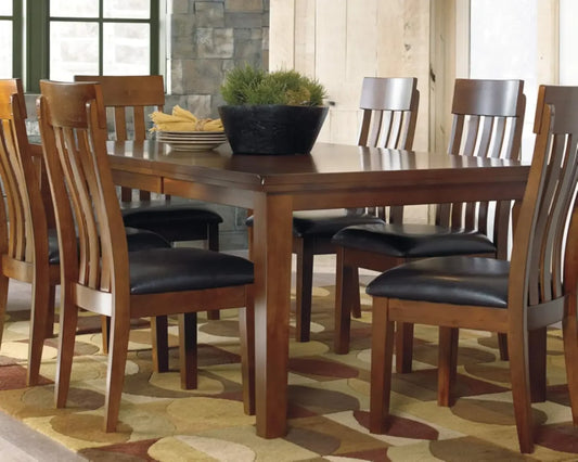 Traditional Dining Room Extension Table, Medium Brown