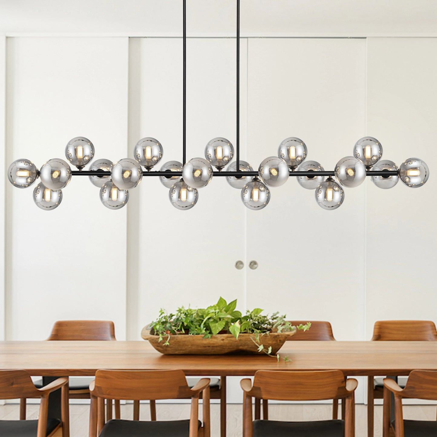 70.8in Bubble Glass 21-Lights Chandelier, Height Adjustable