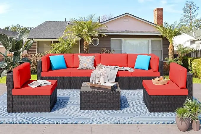 Rattan Wicker Outdoor Patio Sectional Sofa Sets with Cushion