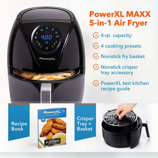 4QT Hot Air Fryer Rapid Cooking Nonstick Basket Crisping Cooking