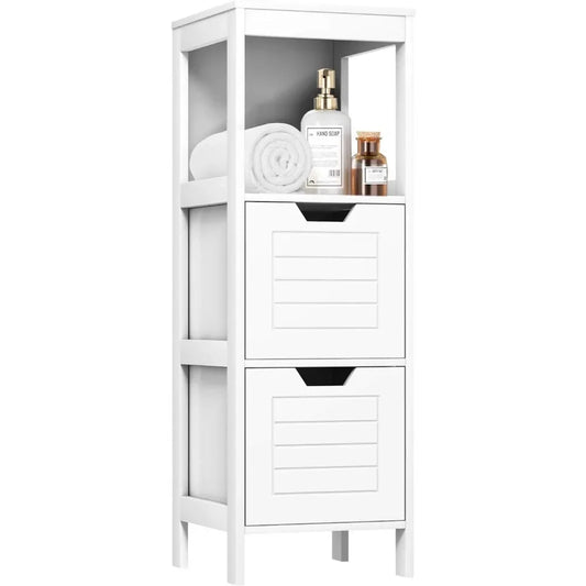 Bathroom Free Standing Storage Cabinet Organizer, Multifunctional Wooden Storage  w/ 2 Drawers,