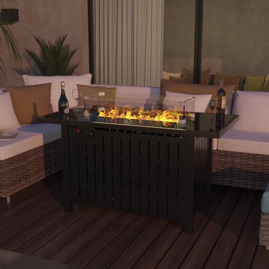 42 Inch 2 n 1Gas Fire Pit Table, 50,000 BTU Propane Pits with Steel Lid and Waterproof Cover