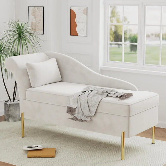 Modern Upholstered Chaise Lounge with Storage, Soft and Comfortable