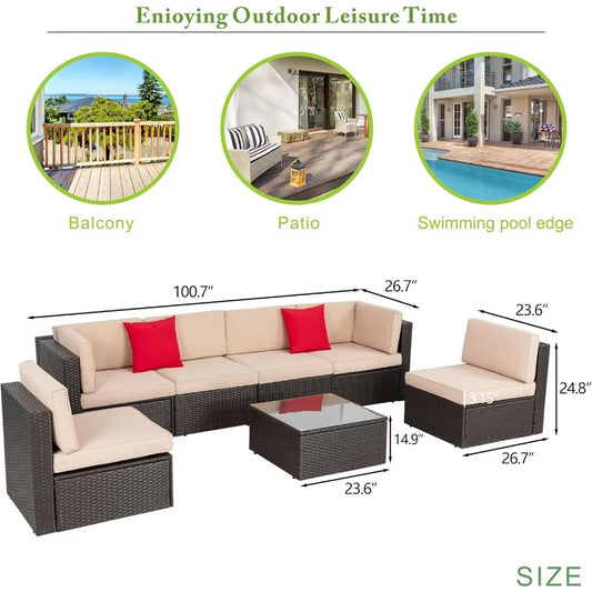 Rattan Wicker Outdoor Patio Sectional Sofa Sets with Cushion