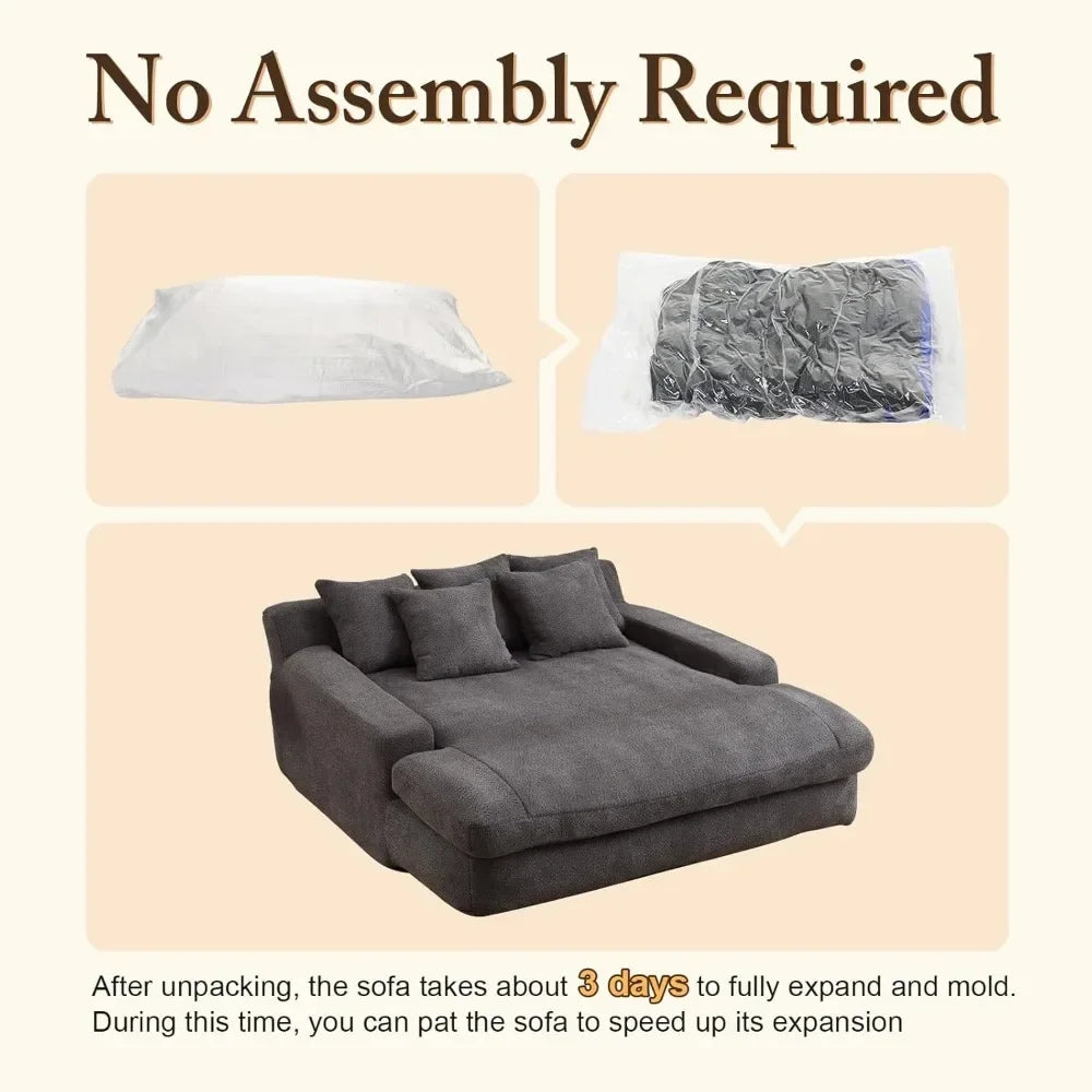 66.93" W Oversized Cozy Loveseat Cozy Chaise Lounge with 5 Pillows