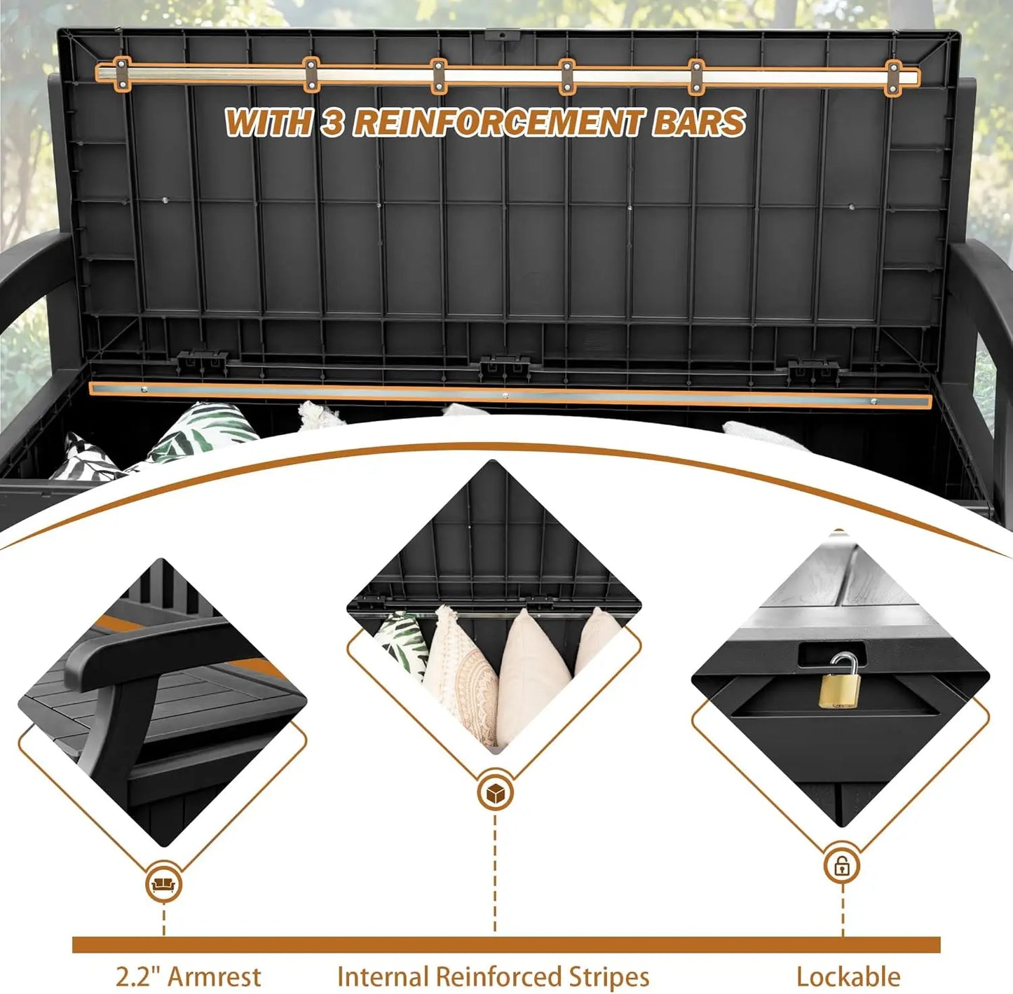 80 Gallon Storage Bench Deck Box Lockable for Patio Furniture