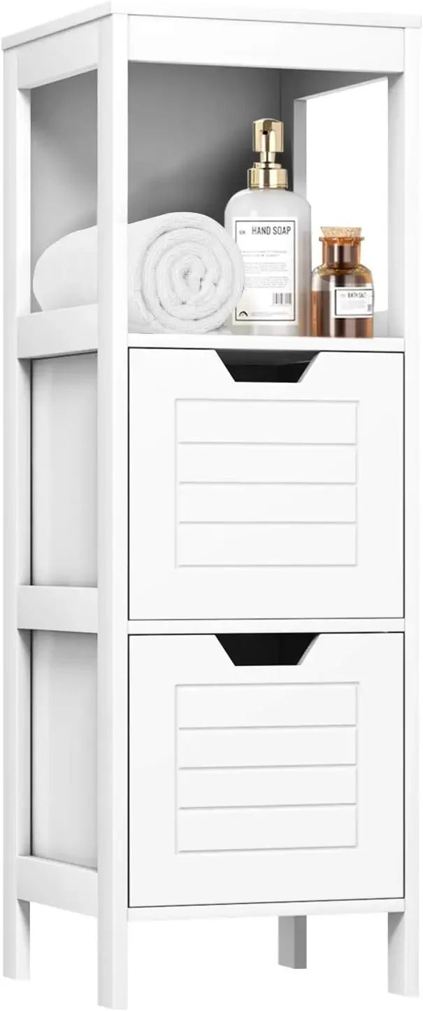 Bathroom Free Standing Storage Cabinet Organizer, Multifunctional Wooden Storage w/ 2 Drawers,