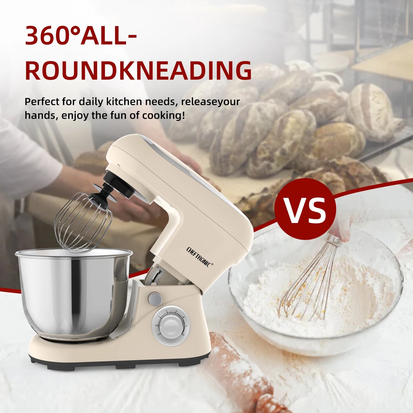 Stand Mixer,5Qt Tilt-Head Electric Household Stand Mixer - 500W 6+P Speed