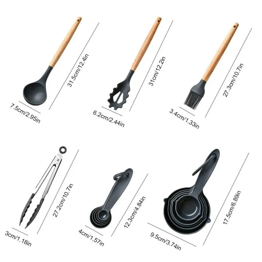 34Pcs/set, Non-stick Cooking Tools Set With Storage Bucket, Multipurpose and Heat Resistant