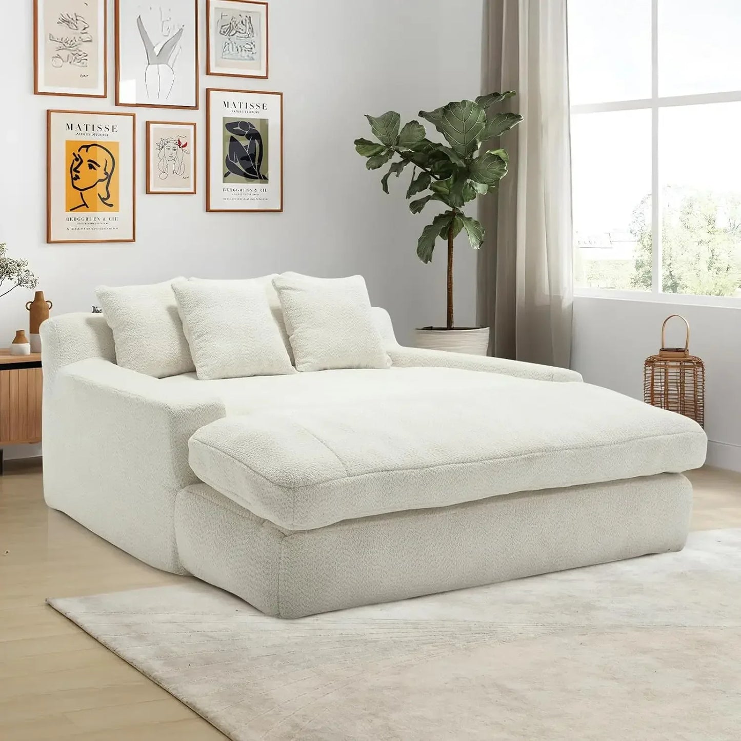 66.93" W Oversized Cozy Loveseat Cozy Chaise Lounge with 5 Pillows