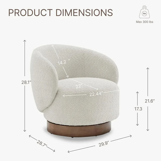 Swivel Accent Chair Round Barrel Armchair, Upholstered Performance Fabric, 2 PCS,Cream