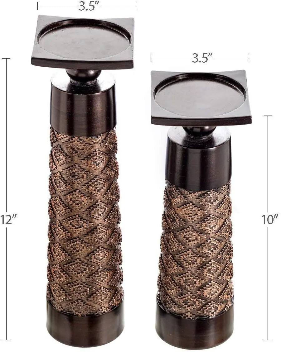 Creative Scents Dublin Brown Set Of 2 Candle Holders And Matching 5 X 7 Picture Frame
