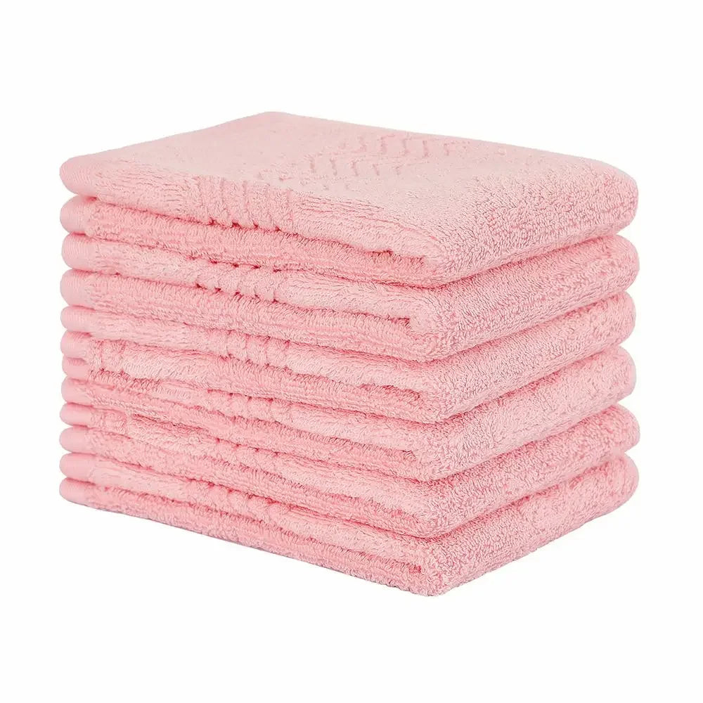 6-Pack Soft & Durable Pink Absorbent Cotton Towel Set