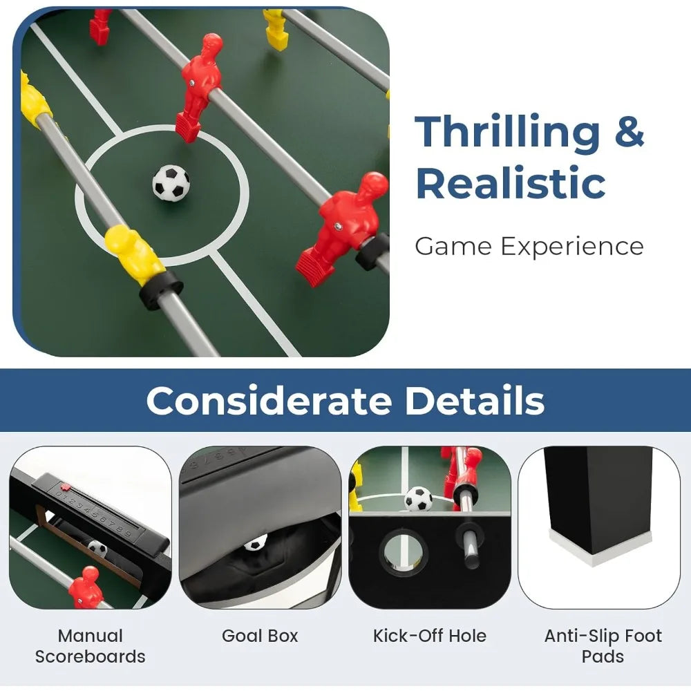 49" Multi 4 in 1 Game Table with Foosball Table, Pool Billiards, Air Hockey & Table Tennis.