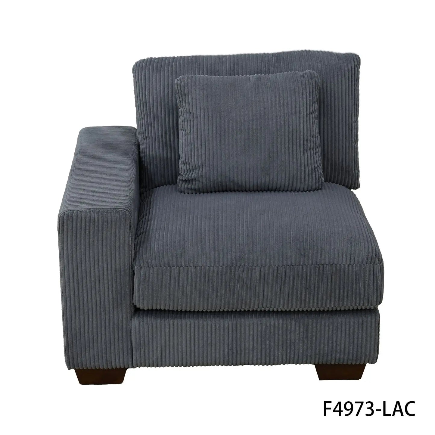 Dark Grey Corduroy 3-Piece Double Armrests Sofa, Durable High-density and Solid Wood Frame