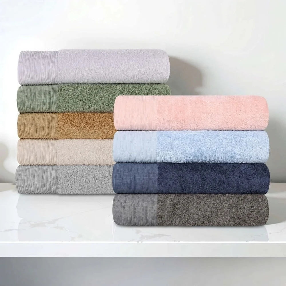12-Piece Bamboo Rayon Ultra Soft Cotton Towel Set, Washcloths Hand Bath Towels