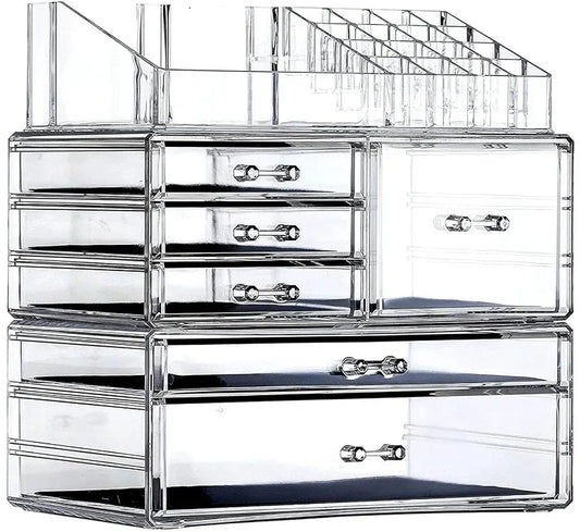 Good 3 Pack Clear Makeup Storage Organizer,Stackable 6 Drawers