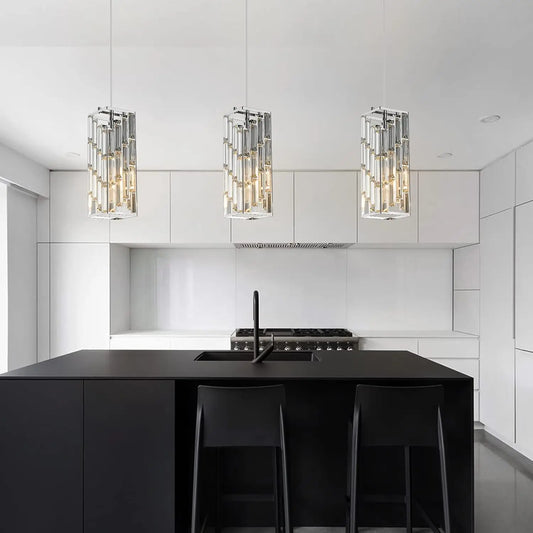 12 Inch Silver Crystal Chandelier Height Adjustable , Decor (3PACK)