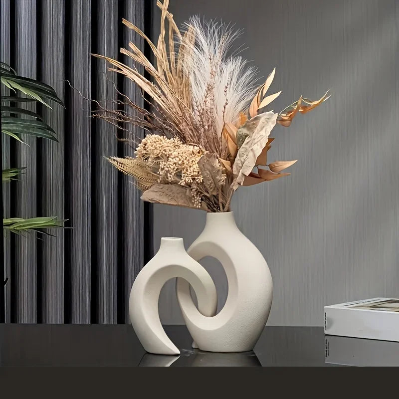 2pc ceramic vase artwork, study cafe decor