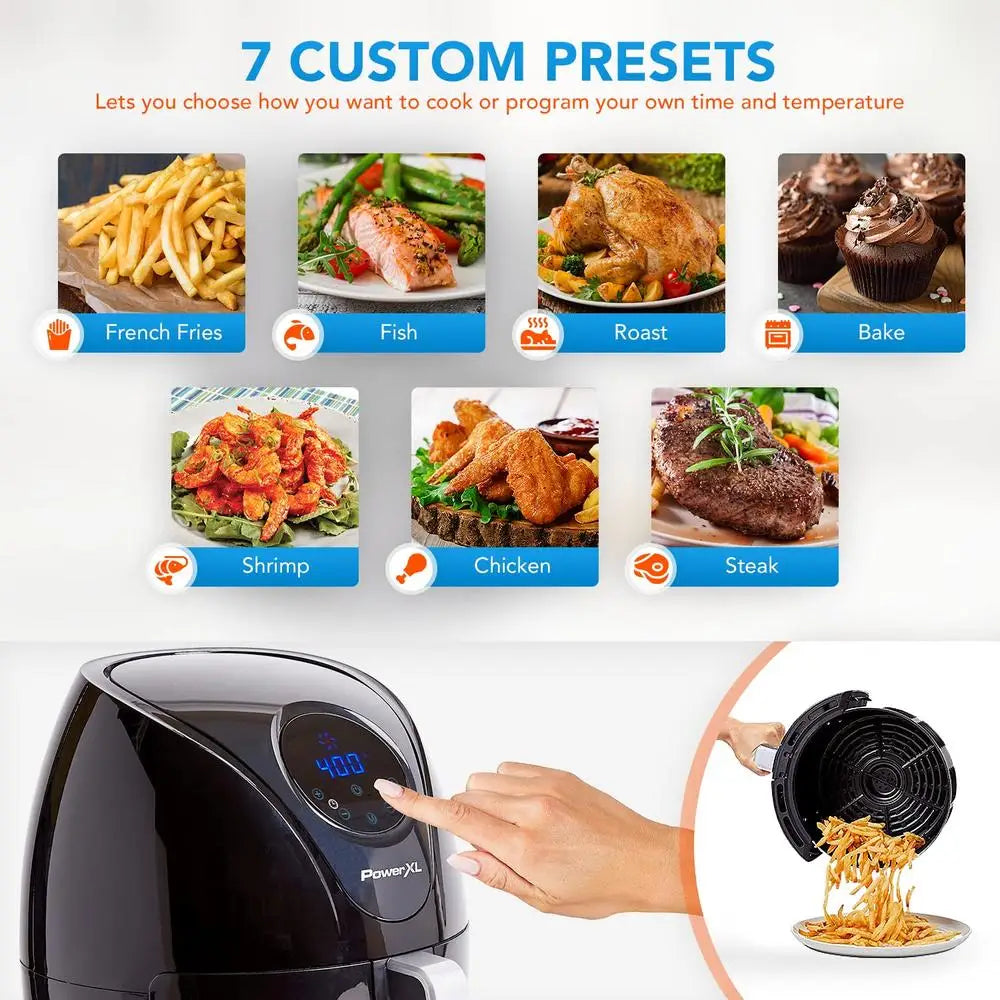 4QT Hot Air Fryer Rapid Cooking Nonstick Basket Crisping Cooking