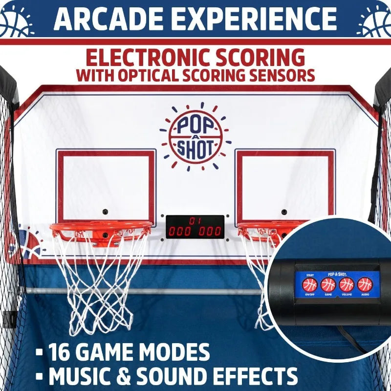 Pop-A-Shot - Arcade Basketball Fun at Home Dual Shot |Infrared Sensor Scoring 16 Game Modes, Foldable Storage
