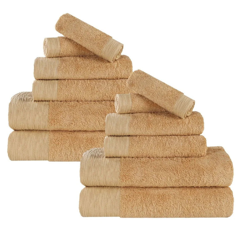 12-Piece Bamboo Rayon Ultra Soft Cotton Towel Set, Washcloths Hand Bath Towels