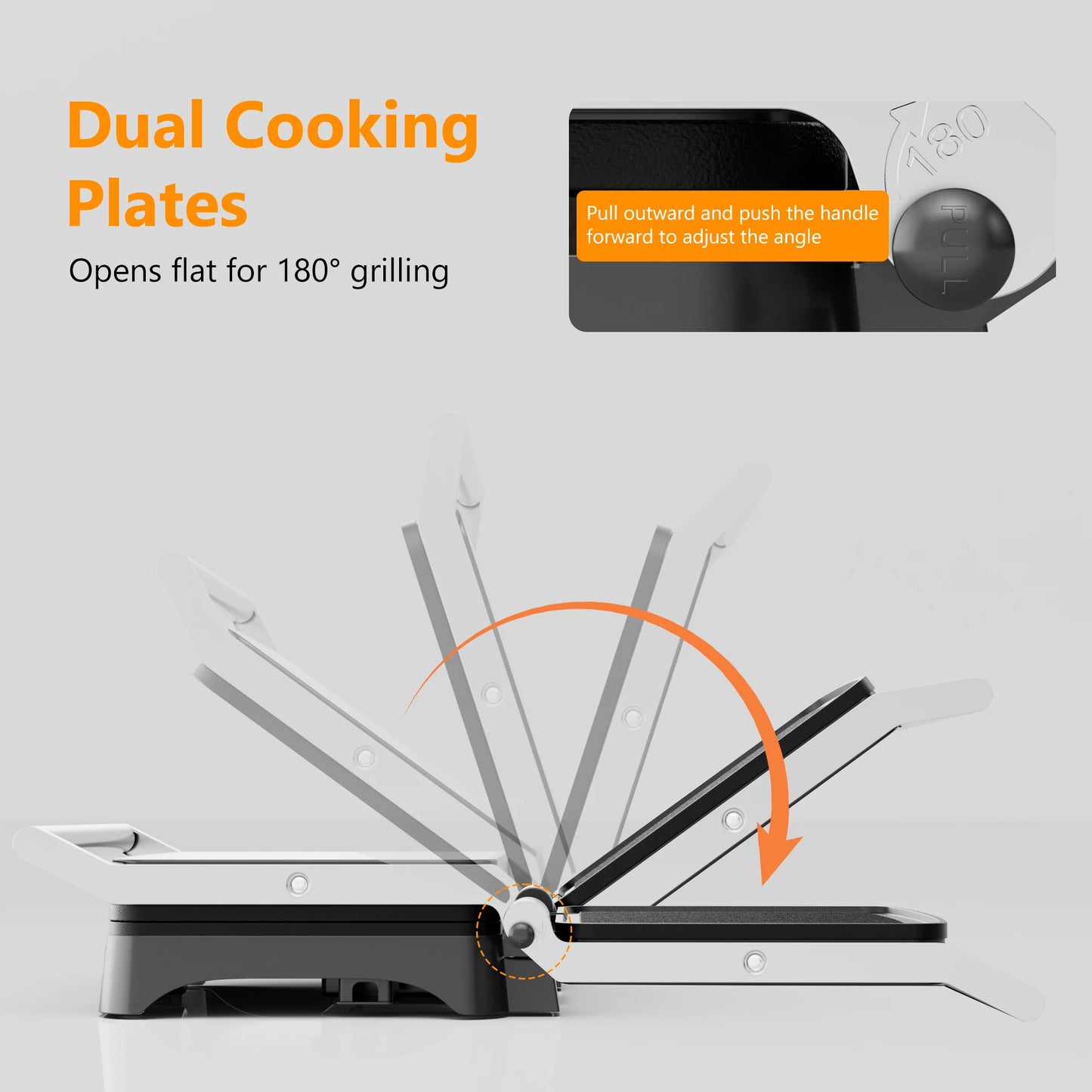 1200W Panini Press 4 slice non-stick Indoor Sandwich Maker with Temperature Settings, Opens 180 Degree