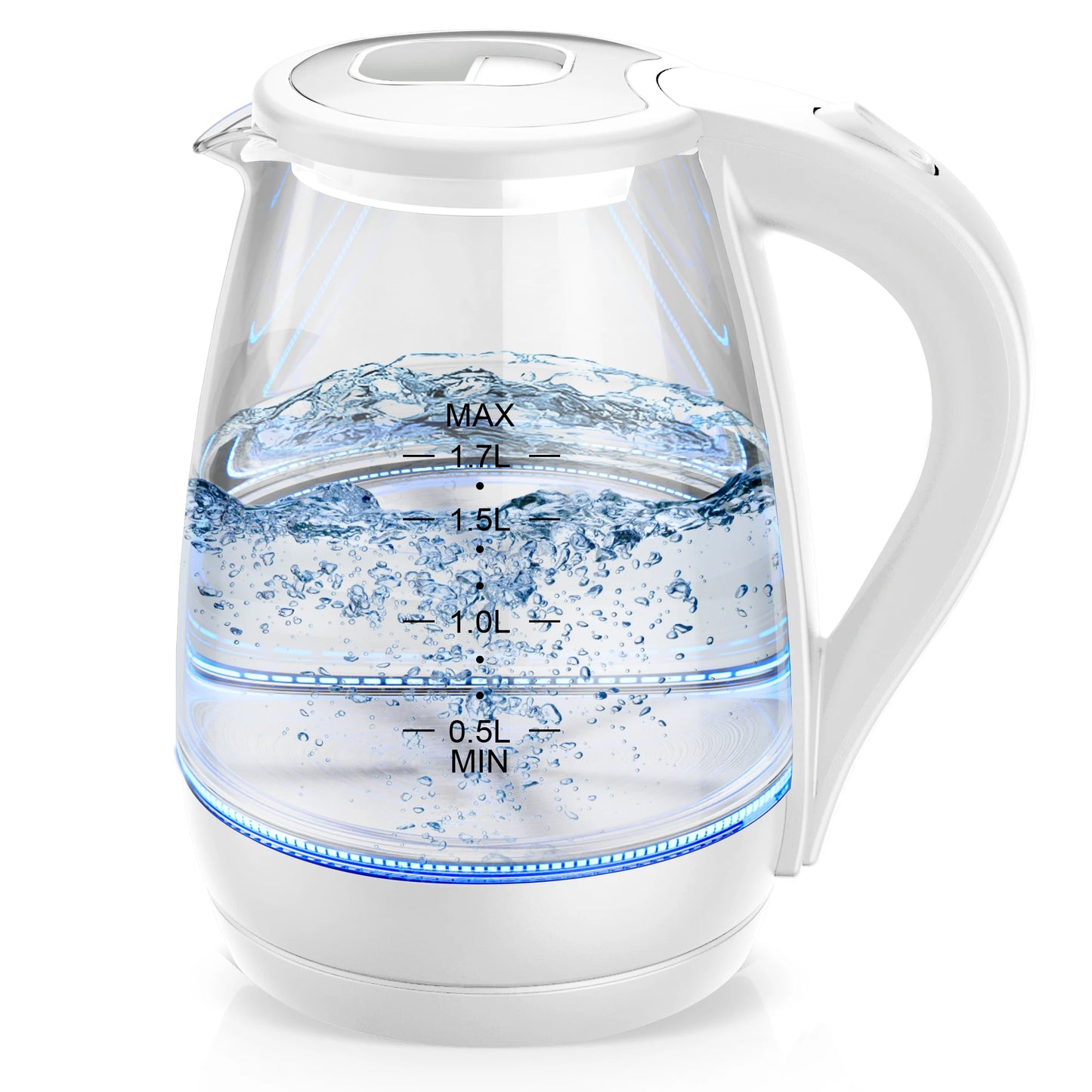 CACHOO 1.7L Borosilicate Glass Electric Kettle with LED Indicator, Fast Hot Water Boiler