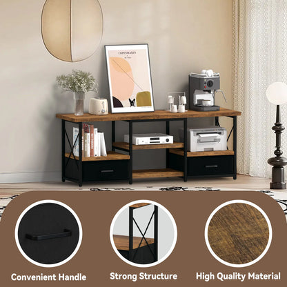 55“ TV Stand with Fabric Drawers-Black