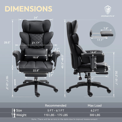 Big and Tall Office Chair with Pocket Spring Cushion and High Back Lumbar Support with Armrests