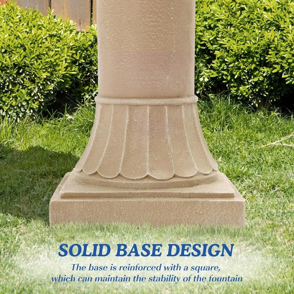 48.4''H Outdoor Fountains and Waterfalls Outside, Large Garden Decor Cascading Standing Resin